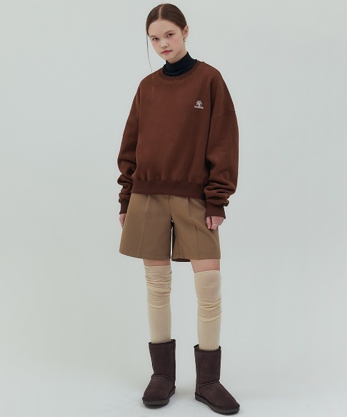 .KOM(ドットコム)の「A'GEM/9 × .kom 『muah muah/ムーアムーア』 FLEECE REGULAR SWEATSHIRTS/フリース裏起毛レギュラースウェット(スウェット・レディース・ネイビー/ライトグレー/ブラウン/ブラック・FREE)」の8枚目の写真