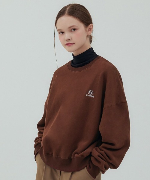.KOM(ドットコム)の「A'GEM/9 × .kom 『muah muah/ムーアムーア』 FLEECE REGULAR SWEATSHIRTS/フリース裏起毛レギュラースウェット(スウェット・レディース・ネイビー/ライトグレー/ブラウン/ブラック・FREE)」の6枚目の写真