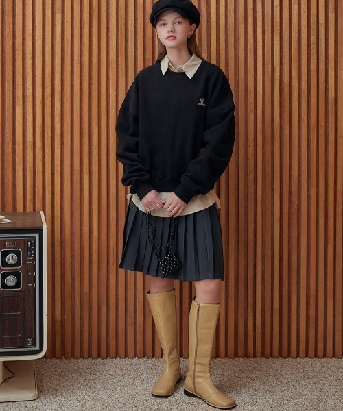 .KOM(ドットコム)の「A'GEM/9 × .kom 『muah muah/ムーアムーア』 FLEECE REGULAR SWEATSHIRTS/フリース裏起毛レギュラースウェット(スウェット・レディース・ネイビー/ライトグレー/ブラウン/ブラック・FREE)」の13枚目の写真