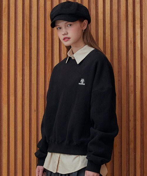 .KOM(ドットコム)の「A'GEM/9 × .kom 『muah muah/ムーアムーア』 FLEECE REGULAR SWEATSHIRTS/フリース裏起毛レギュラースウェット(スウェット・レディース・ネイビー/ライトグレー/ブラウン/ブラック・FREE)」の12枚目の写真