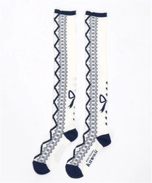 axes femme kawaii | レースアップ柄オーバーニー(ソックス/靴下)