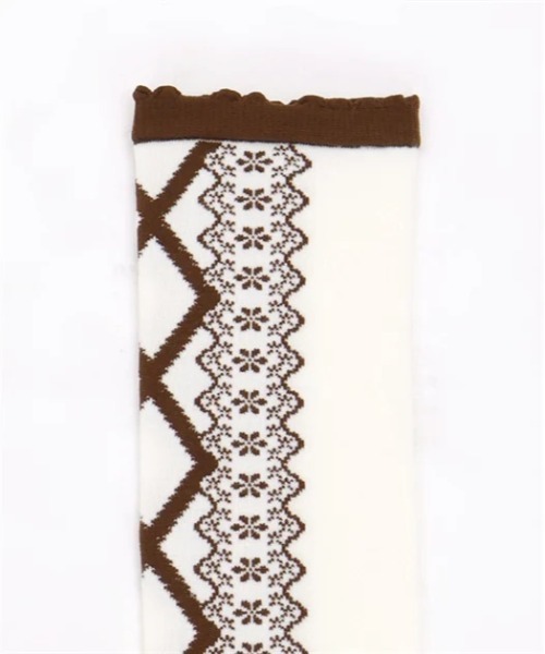 axes femme kawaii（アクシーズファムカワイイ）の「レースアップ柄オーバーニー（ソックス/靴下・レディース・ピンク/サックスブルー/ブラウン/レッド/ネイビー/ブラック・FREE）」の20枚目の写真