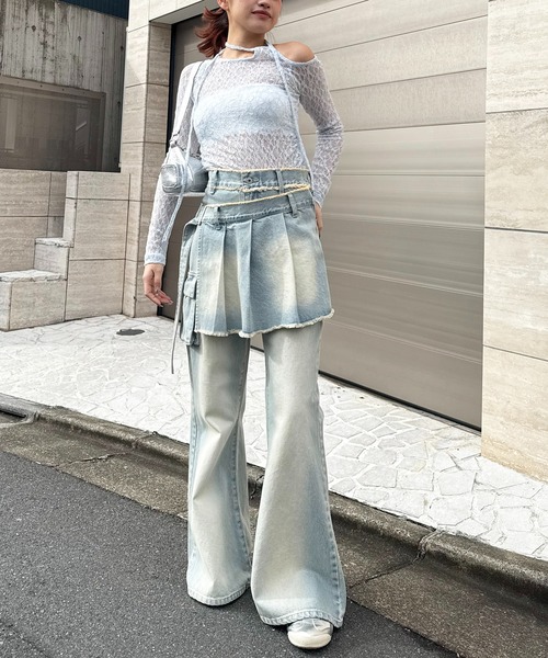 SPIRALGIRL(スパイラルガール)の「ワンショルアシメレーストップス(Tシャツ/カットソー・レディース・ホワイト/ブルー/ブラック・FREE)」の8枚目の写真