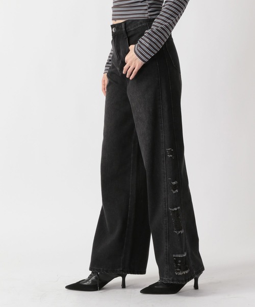 FOREVER 21(フォーエバー トゥエンティーワン)の「【2025SS】オーバーダイサイドダメージデニムパンツ(デニムパンツ・レディース・ブルー/ブラック・SMALL/LARGE/MEDIUM)」の15枚目の写真