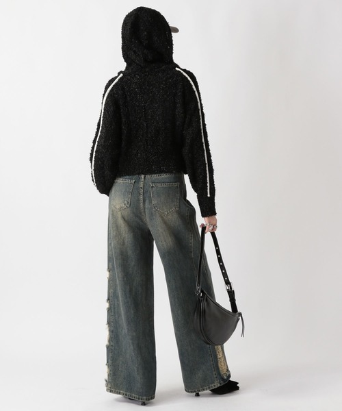 FOREVER 21(フォーエバー トゥエンティーワン)の「【2025SS】オーバーダイサイドダメージデニムパンツ(デニムパンツ・レディース・ブルー/ブラック・SMALL/LARGE/MEDIUM)」の6枚目の写真