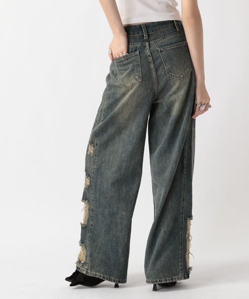 FOREVER 21(フォーエバー トゥエンティーワン)の「【2025SS】オーバーダイサイドダメージデニムパンツ(デニムパンツ・レディース・ブルー/ブラック・SMALL/LARGE/MEDIUM)」の7枚目の写真