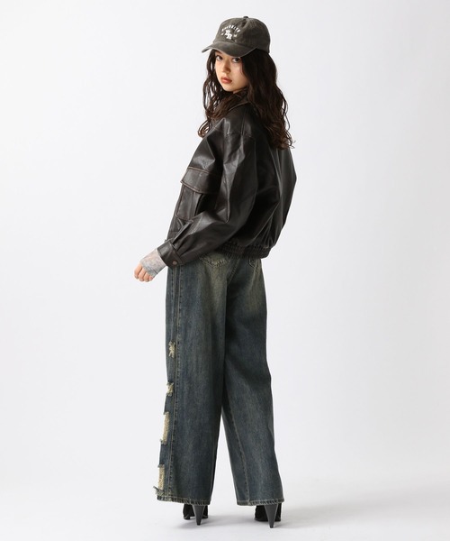 FOREVER 21(フォーエバー トゥエンティーワン)の「【2025SS】オーバーダイサイドダメージデニムパンツ(デニムパンツ・レディース・ブルー/ブラック・SMALL/LARGE/MEDIUM)」の10枚目の写真