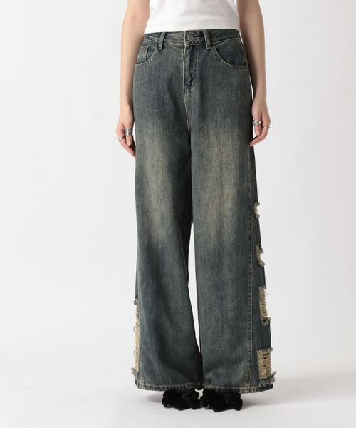 FOREVER 21(フォーエバー トゥエンティーワン)の「【2025SS】オーバーダイサイドダメージデニムパンツ(デニムパンツ・レディース・ブルー/ブラック・SMALL/LARGE/MEDIUM)」の20枚目の写真