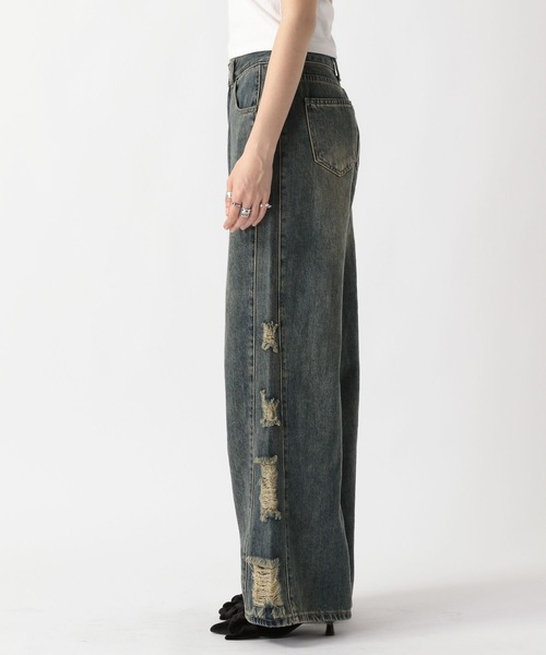 FOREVER 21(フォーエバー トゥエンティーワン)の「【2025SS】オーバーダイサイドダメージデニムパンツ(デニムパンツ・レディース・ブルー/ブラック・SMALL/LARGE/MEDIUM)」の21枚目の写真