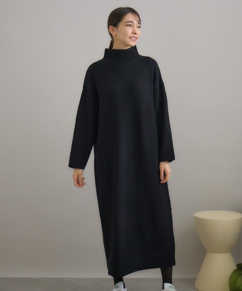 KATHARINE ROSS(キャサリンロス)の「【KATHARINE ROSS】ハイネックIラインニットワンピース(ワンピース・レディース・ブラック/ベージュ・MEDIUM)」の5枚目の写真