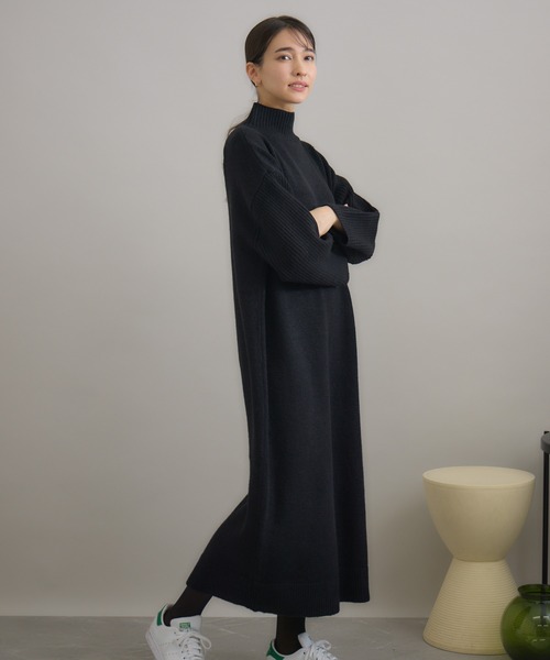 KATHARINE ROSS(キャサリンロス)の「【KATHARINE ROSS】ハイネックIラインニットワンピース(ワンピース・レディース・ブラック/ベージュ・MEDIUM)」の7枚目の写真