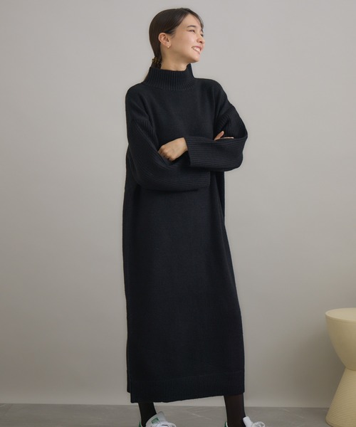 KATHARINE ROSS(キャサリンロス)の「【KATHARINE ROSS】ハイネックIラインニットワンピース(ワンピース・レディース・ブラック/ベージュ・MEDIUM)」の8枚目の写真