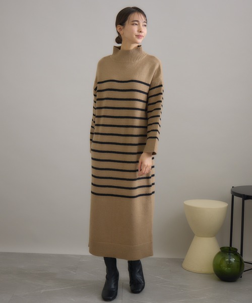 KATHARINE ROSS(キャサリンロス)の「【KATHARINE ROSS】ハイネックIラインニットワンピース(ワンピース・レディース・ブラック/ベージュ・MEDIUM)」の11枚目の写真