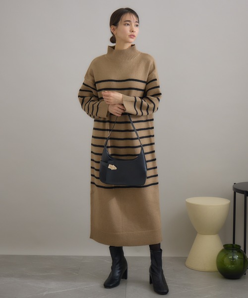 KATHARINE ROSS(キャサリンロス)の「【KATHARINE ROSS】ハイネックIラインニットワンピース(ワンピース・レディース・ブラック/ベージュ・MEDIUM)」の12枚目の写真