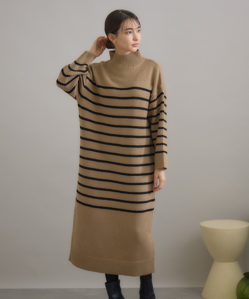 KATHARINE ROSS(キャサリンロス)の「【KATHARINE ROSS】ハイネックIラインニットワンピース(ワンピース・レディース・ブラック/ベージュ・MEDIUM)」の15枚目の写真