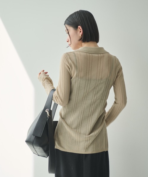 Shelly island（シェリーアイランド）の「シアーラメリブニットカーディガン（カーディガン/ボレロ・レディース・ベージュ/グレー/ブラック・FREE）」の6枚目の写真