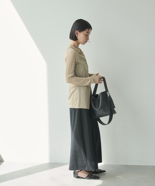 Shelly island（シェリーアイランド）の「シアーラメリブニットカーディガン（カーディガン/ボレロ・レディース・ベージュ/グレー/ブラック・FREE）」の8枚目の写真