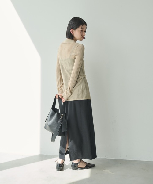 Shelly island（シェリーアイランド）の「シアーラメリブニットカーディガン（カーディガン/ボレロ・レディース・ベージュ/グレー/ブラック・FREE）」の9枚目の写真