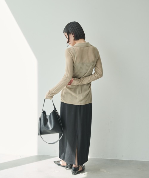 Shelly island（シェリーアイランド）の「シアーラメリブニットカーディガン（カーディガン/ボレロ・レディース・ベージュ/グレー/ブラック・FREE）」の11枚目の写真