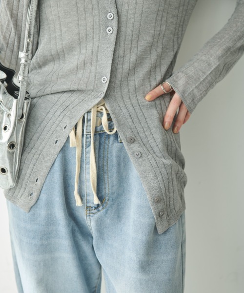 Shelly island（シェリーアイランド）の「シアーラメリブニットカーディガン（カーディガン/ボレロ・レディース・ベージュ/グレー/ブラック・FREE）」の15枚目の写真