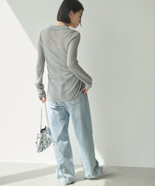 Shelly island（シェリーアイランド）の「シアーラメリブニットカーディガン（カーディガン/ボレロ・レディース・ベージュ/グレー/ブラック・FREE）」の18枚目の写真