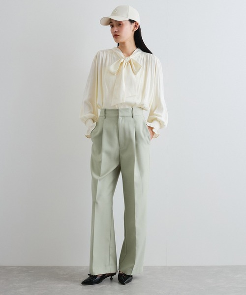 【前後2WAY】割繊ボウタイブラウス【洗える】(シャツ/ブラウス)|VIS(ビス) 【前後2WAY】割繊ボウタイブラウス【洗える】(シャツ/ブラウス)|VIS(ビス)