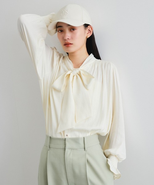 【前後2WAY】割繊ボウタイブラウス【洗える】(シャツ/ブラウス)|VIS(ビス) 【前後2WAY】割繊ボウタイブラウス【洗える】(シャツ/ブラウス)|VIS(ビス)