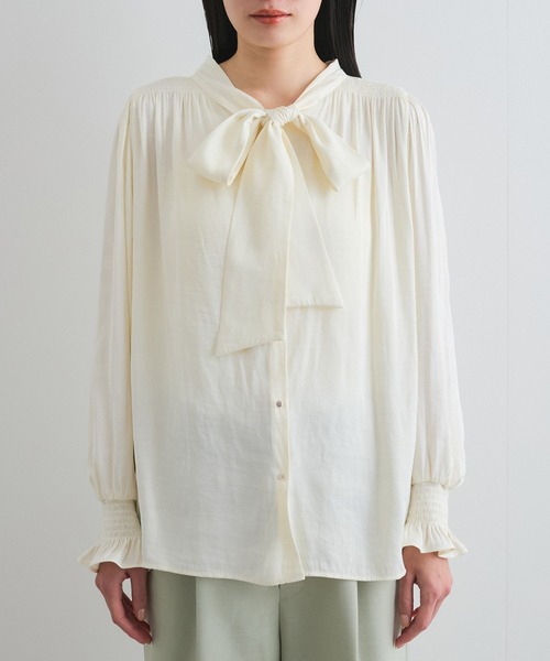 【前後2WAY】割繊ボウタイブラウス【洗える】(シャツ/ブラウス)|VIS(ビス) 【前後2WAY】割繊ボウタイブラウス【洗える】(シャツ/ブラウス)|VIS(ビス)