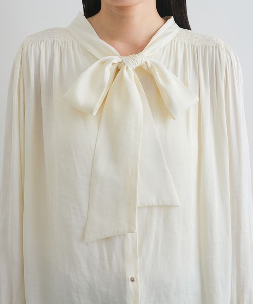 【前後2WAY】割繊ボウタイブラウス【洗える】(シャツ/ブラウス)|VIS(ビス) 【前後2WAY】割繊ボウタイブラウス【洗える】(シャツ/ブラウス)|VIS(ビス)