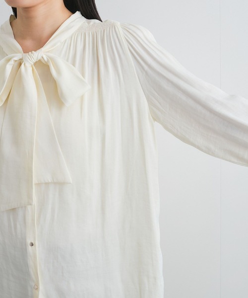 【前後2WAY】割繊ボウタイブラウス【洗える】(シャツ/ブラウス)|VIS(ビス) 【前後2WAY】割繊ボウタイブラウス【洗える】(シャツ/ブラウス)|VIS(ビス)
