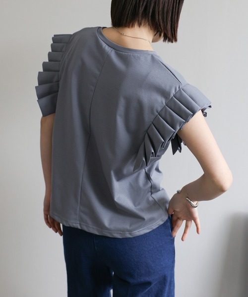 select MOCA Et(セレクトモカエト)の「【Et】プリーツスリーブTシャツ(Tシャツ/カットソー・レディース・ホワイト/ブラック/グレー・FREE)」の10枚目の写真