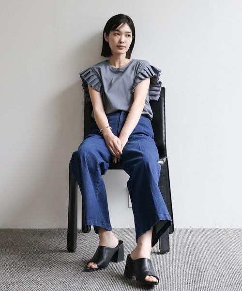 select MOCA Et(セレクトモカエト)の「【Et】プリーツスリーブTシャツ(Tシャツ/カットソー・レディース・ホワイト/ブラック/グレー・FREE)」の9枚目の写真