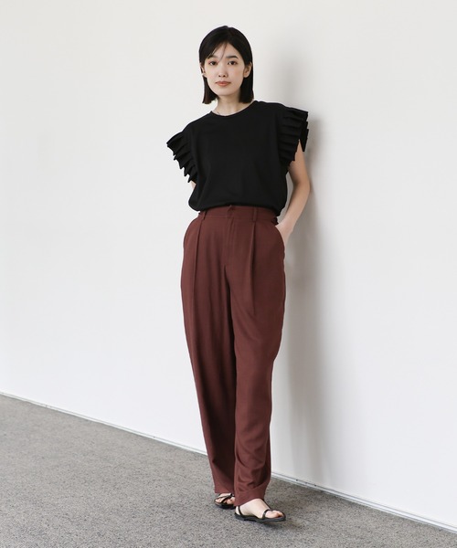 select MOCA Et(セレクトモカエト)の「【Et】プリーツスリーブTシャツ(Tシャツ/カットソー・レディース・ホワイト/ブラック/グレー・FREE)」の5枚目の写真