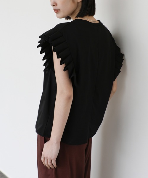 select MOCA Et(セレクトモカエト)の「【Et】プリーツスリーブTシャツ(Tシャツ/カットソー・レディース・ホワイト/ブラック/グレー・FREE)」の16枚目の写真