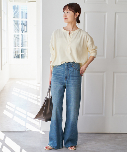 Spick & Span（スピックアンドスパン）の「別注 Hanes / ヘインズ Thermal Henly Neck（Tシャツ/カットソー・レディース・サックスブルー/マスタード・MEDIUM）」の7枚目の写真