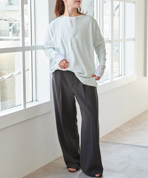 Spick & Span（スピックアンドスパン）の「別注 Hanes / ヘインズ Thermal Henly Neck（Tシャツ/カットソー・レディース・サックスブルー/マスタード・MEDIUM）」の11枚目の写真