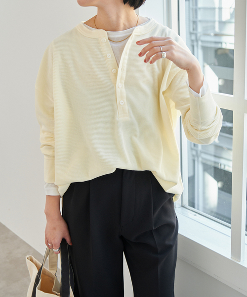 Spick & Span（スピックアンドスパン）の「別注 Hanes / ヘインズ Thermal Henly Neck（Tシャツ/カットソー・レディース・サックスブルー/マスタード・MEDIUM）」の20枚目の写真