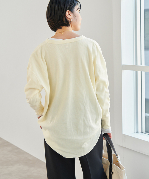 Spick & Span（スピックアンドスパン）の「別注 Hanes / ヘインズ Thermal Henly Neck（Tシャツ/カットソー・レディース・サックスブルー/マスタード・MEDIUM）」の22枚目の写真