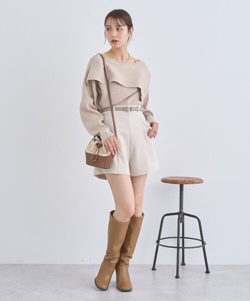 earth music&ecology(アースミュージックアンドエコロジー)の「ベルト付きショートパンツ(その他パンツ・レディース・ブラック/ライトベージュ・M/S)」の15枚目の写真