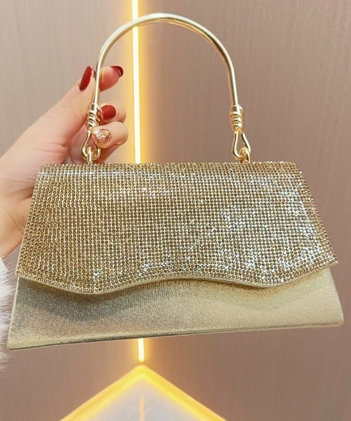 Lace Ladies(レースレディース)の「2WAYラインストーン 台形型 パーティー ハンドバッグ(クラッチバッグ・レディース・ブラック/シルバー/ゴールド・FREE)」の3枚目の写真