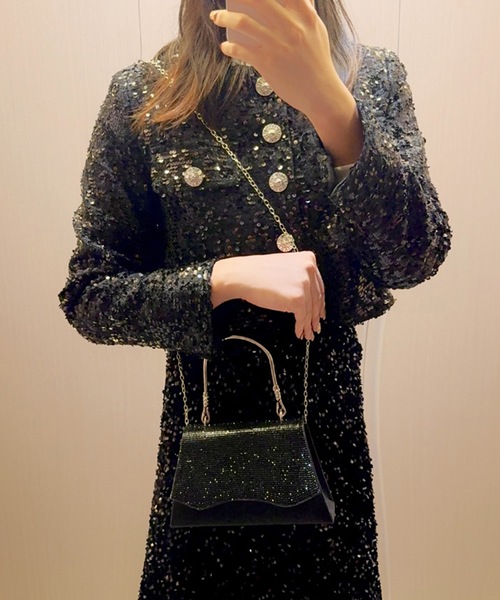 Lace Ladies(レースレディース)の「2WAYラインストーン 台形型 パーティー ハンドバッグ(クラッチバッグ・レディース・ブラック/シルバー/ゴールド・FREE)」の4枚目の写真