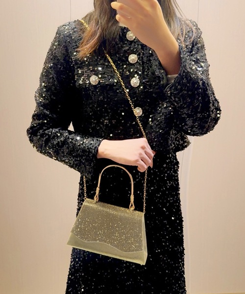 Lace Ladies(レースレディース)の「2WAYラインストーン 台形型 パーティー ハンドバッグ(クラッチバッグ・レディース・ブラック/シルバー/ゴールド・FREE)」の5枚目の写真