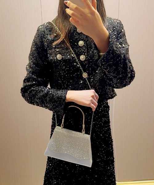 Lace Ladies(レースレディース)の「2WAYラインストーン 台形型 パーティー ハンドバッグ(クラッチバッグ・レディース・ブラック/シルバー/ゴールド・FREE)」の6枚目の写真