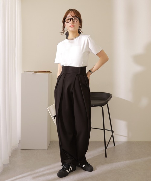 tuck wide curved pants /ハイウエスト タック カーブ ワイド