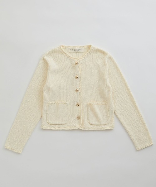 THE SHINZONE(ザ シンゾーン)の「THE SHINZONE BOUCLE KNIT JACKET 25SMSNI09(その他アウター・レディース・ネイビー/オフホワイト・FREE)」の1枚目の写真