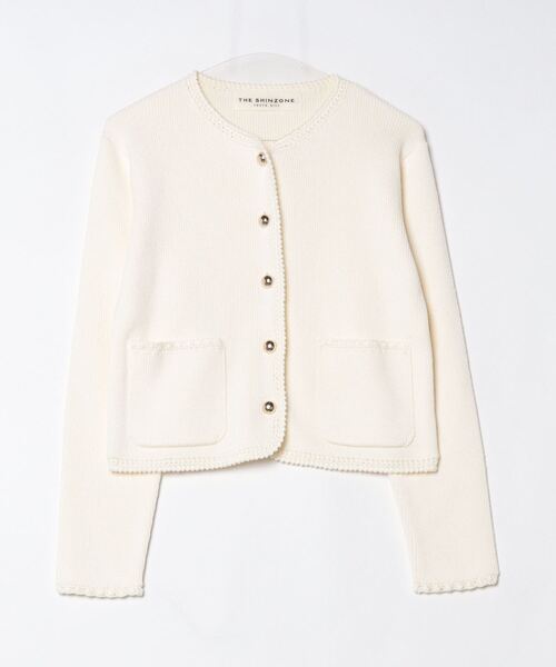 THE SHINZONE(ザ シンゾーン)の「THE SHINZONE BOUCLE KNIT JACKET 25SMSNI09(その他アウター・レディース・ネイビー/オフホワイト・FREE)」の5枚目の写真
