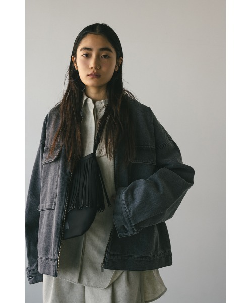 STYLEMIXER(スタイルミキサー)の「ノーカラーデニムジャケット(デニムジャケット・メンズ・ブラック/ライトブルー・MEDIUM/LARGE)」の5枚目の写真