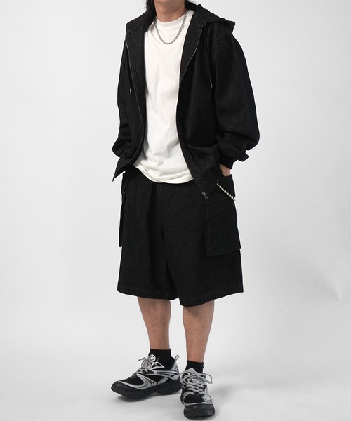 ILL'S（イルズ）の「【Labordi / ラボード】総柄プリントカーゴショートパンツ / デニムカーゴショートパンツ（デニムパンツ・メンズ・ホワイト/ブラウン/ブラック/カーキ/ブラック系その他/グレー・M/L）」の12枚目の写真