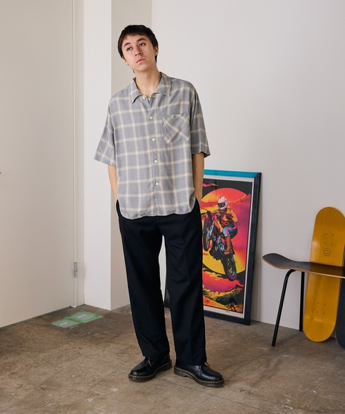 REMI RELIEF（レミレリーフ）の「REMI RELIEF/レミレリーフ レーヨンツイルオンブレーS/S SHIRT 半袖シャツ（シャツ/ブラウス・メンズ・グレー/ブルー/ブラック・M/L/XL）」の21枚目の写真