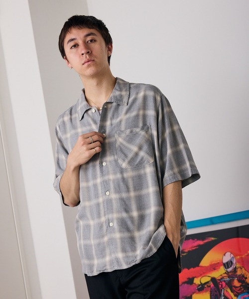 REMI RELIEF（レミレリーフ）の「REMI RELIEF/レミレリーフ レーヨンツイルオンブレーS/S SHIRT 半袖シャツ（シャツ/ブラウス・メンズ・グレー/ブルー/ブラック・M/L/XL）」の17枚目の写真